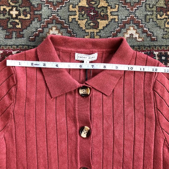 Beautiful Wide-Ribbed Rust-Color Crop Cardigan NWT Size S - Picture 13 of 16